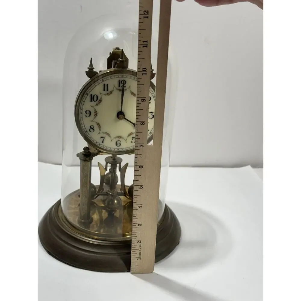 Antique Clock Germany NO(0) Jewels unadjusted Torsion Dome For Parts or‎ Repair